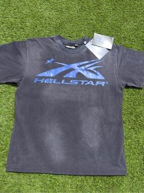 Hellstar Men's Black Short Sleeve Logo Tee - Blue Print